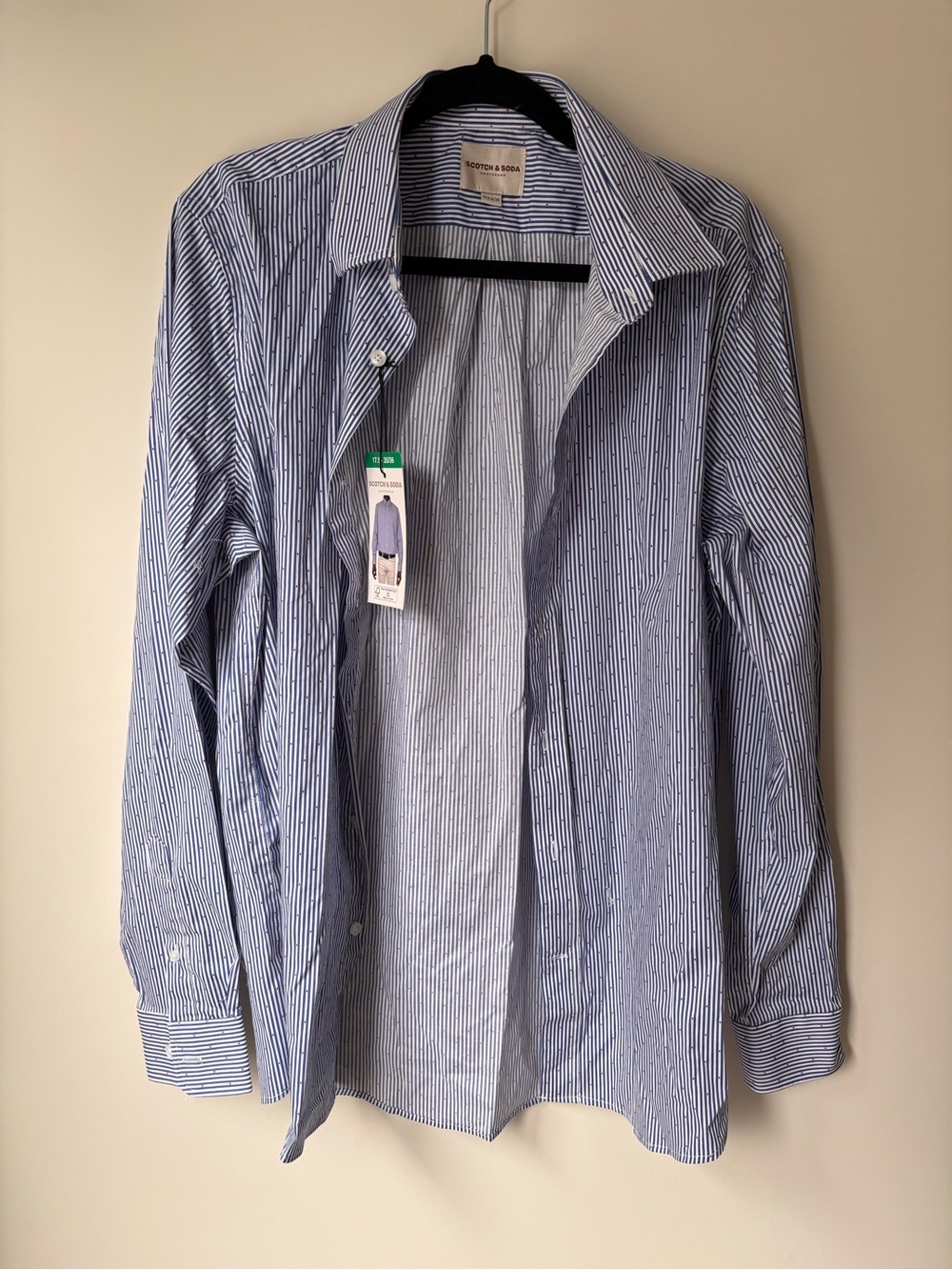 Scotch & Soda Blue and White Striped Shirt with Red Dots
